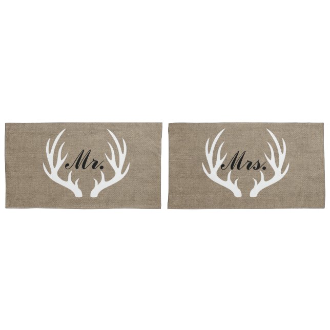 Housse D'oreillers Andouillers blancs M. et Mme Pillow Cases de cerfs (devant-Set)