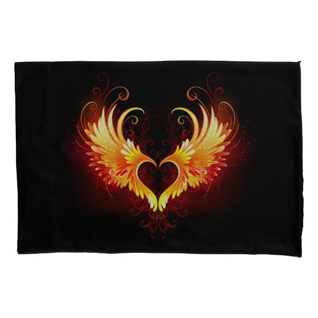 Housse D'oreillers Angel Fire Heart with Wings (devant)