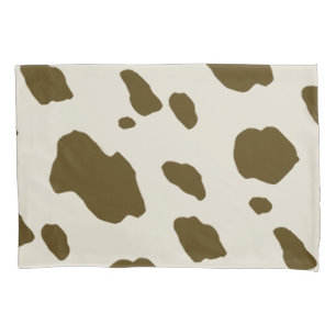 Housse D'oreillers Animal Faux Skin Single Side Print Brown Cow Spots