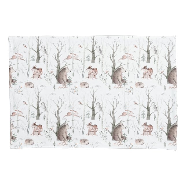 Housse D'oreillers Aquarelle Animaux forestiers (devant)