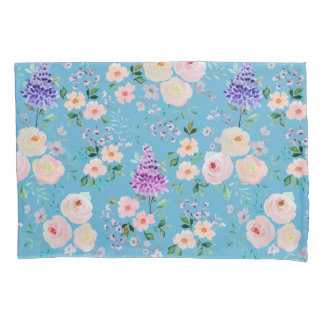 Housse D'oreillers Aquarelle bleu Grotto Floral