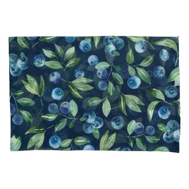 Housse D'oreillers Aquarelle Blueberry Dark Arrière - plan Motif (devant)