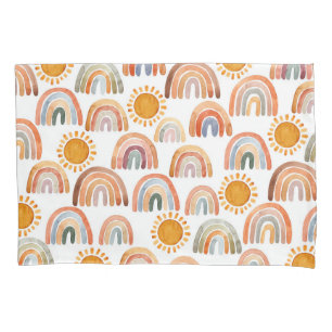 Housse D'oreillers Aquarelle Boho Rainbow et Sun