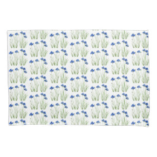Housse D'oreillers Aquarelle Cornouailles Fleur sauvage Bleu Floral