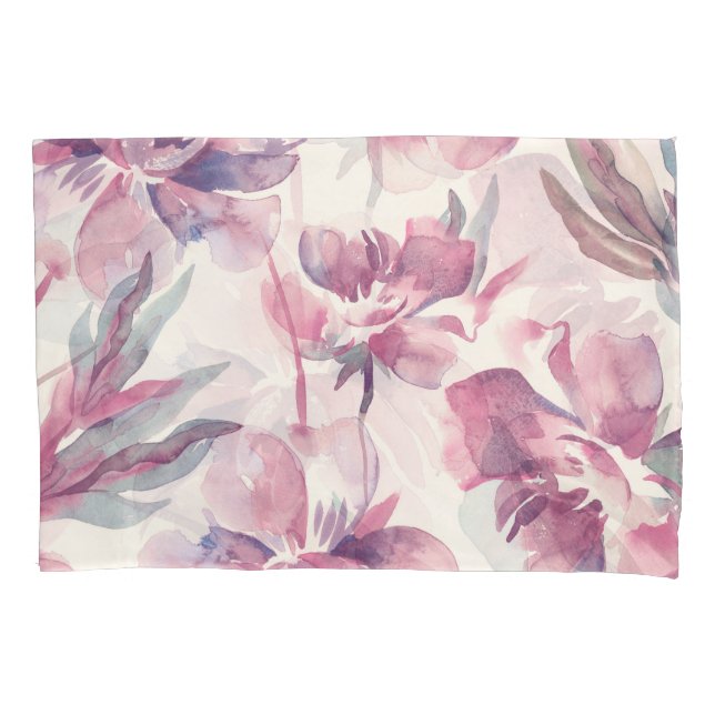 Housse D'oreillers Aquarelle de pivoines : arrière - plan floral tran (devant)