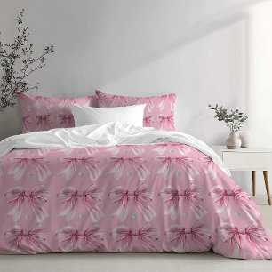 Housse D'oreillers Aquarelle diamant Coquette rose Bow