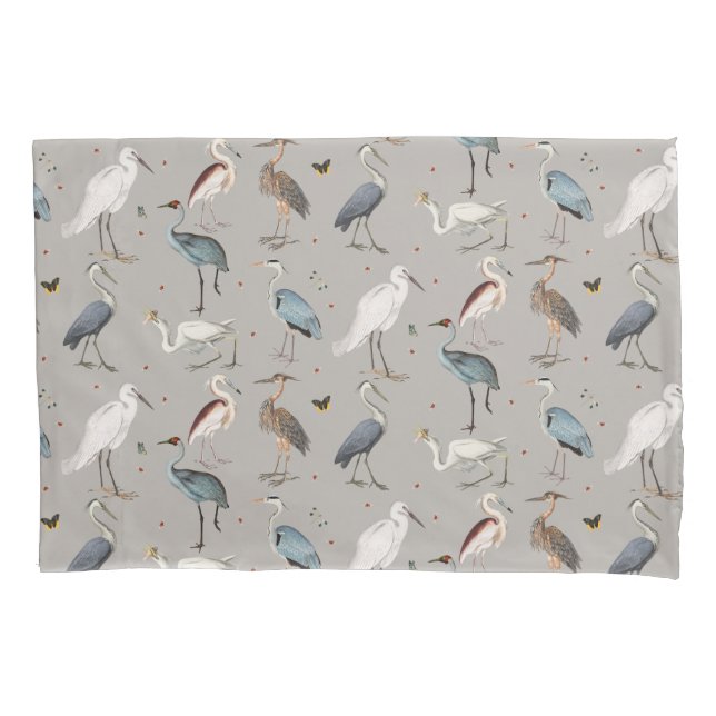 Housse D'oreillers Aquarelle Heron Bird Egret Nature Motif (devant-gauche)