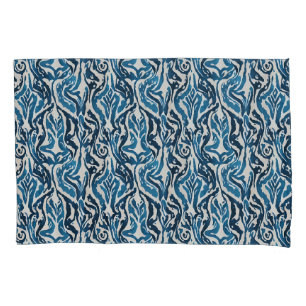 Housse D'oreillers Aquarelle Ikat Abstraite inspirée Bleu