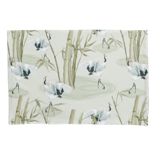 Housse D'oreillers Aquarelle japonaise Asiatique Art Bambou Motif d'o (devant)