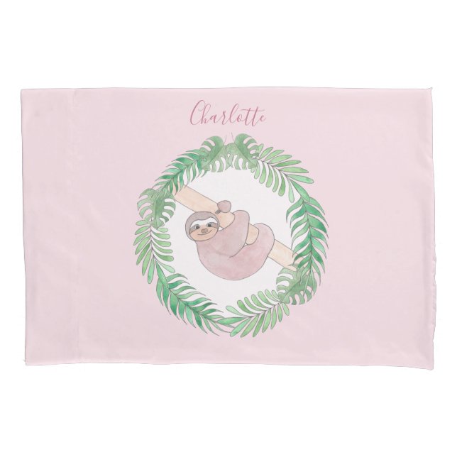Housse D'oreillers Aquarelle moderne de la fille Pink personnalisée (devant)