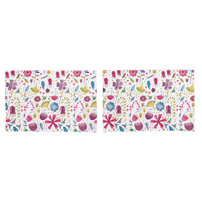 Housse D'oreillers Aquarelle moderne peinture florale (devant-Set)