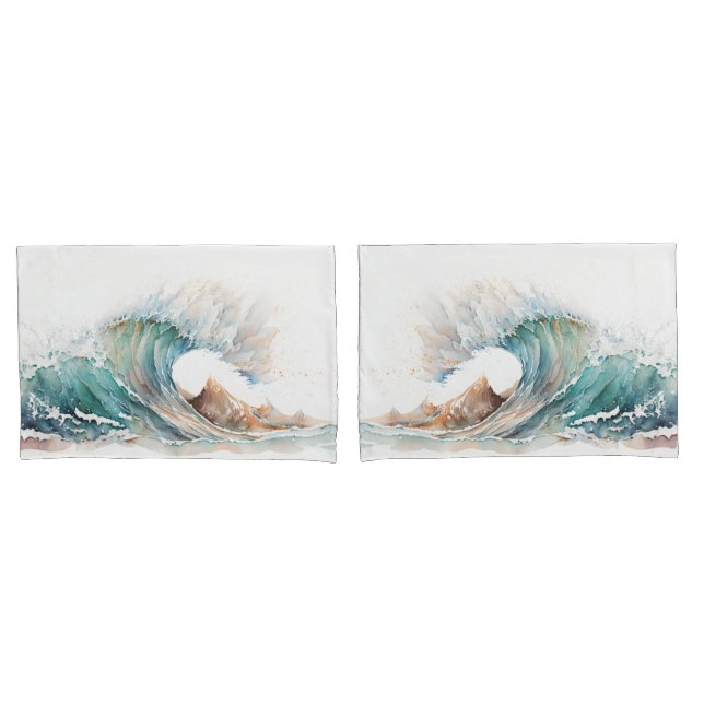 Housse D'oreillers Aquarelle Ocean Wave (devant-Set)