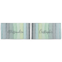 Aquarelle personnalisée Pastel Retro Stripes Bleu