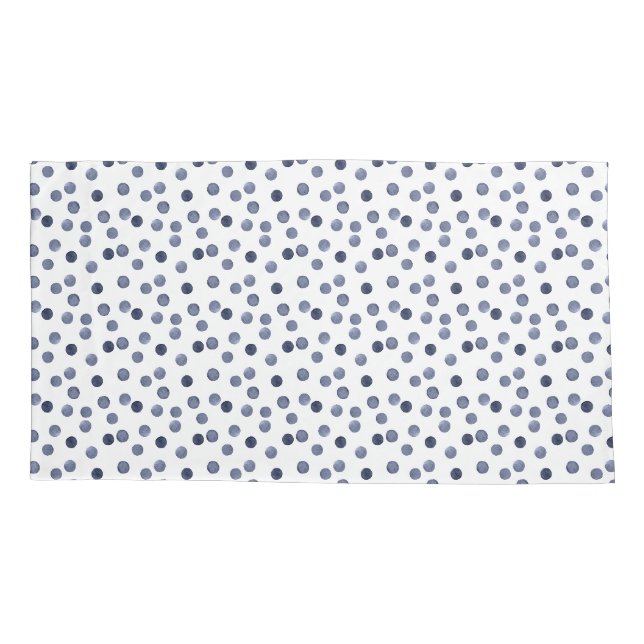 Housse D'oreillers Aquarelle Point de polka bleu (Dos)