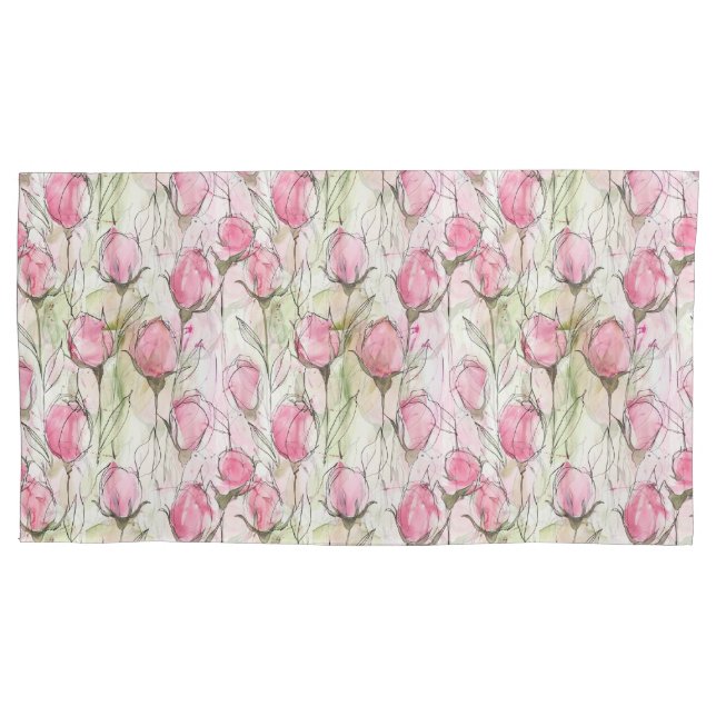 Housse D'oreillers Aquarelle rose pâle (devant-gauche)