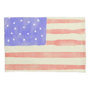 Housse D'oreillers Aquarelle rustique USA drapeau américain
