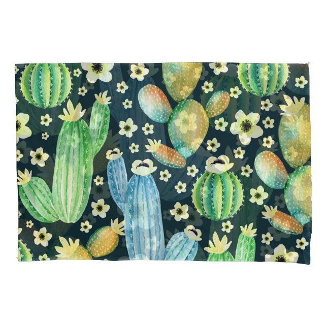Housse D'oreillers Aquarelle Succulente Cactus Motif Floral (devant)