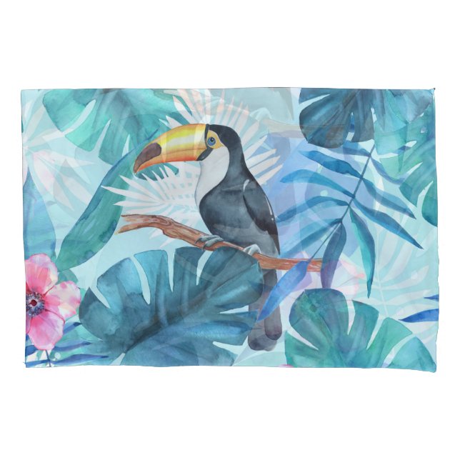 Housse D'oreillers Aquarelle Toucans : Tropical Seamless (devant)