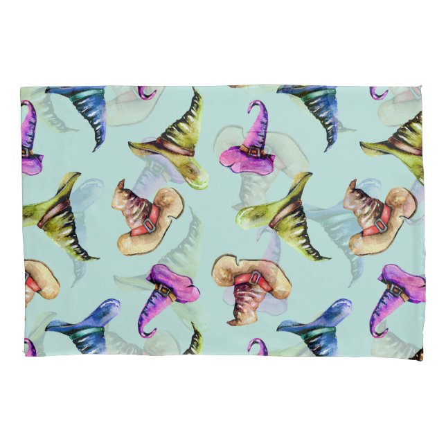 Housse D'oreillers Aquarelle vieux casquettes : arrière - plan bleu. (devant)