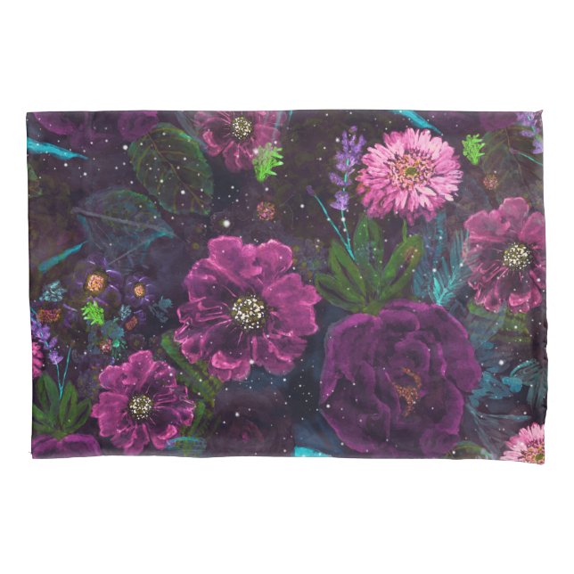 Housse D'oreillers Aquarelle Whimsal nuit jardin floral douleur main (devant)