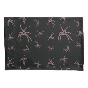 Housse D'oreillers Araignées De Chasse Sur Noir,