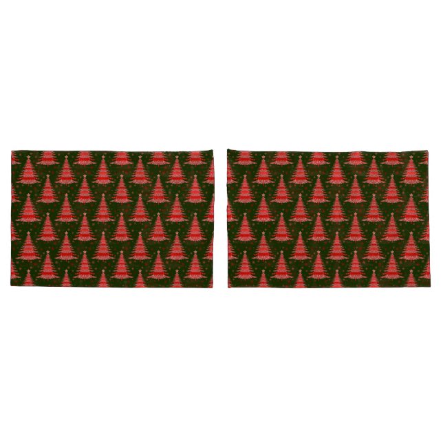 Housse D'oreillers Arbre de Noël Rouge Vert Motif Design (Dos-Set)