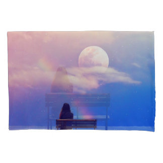 Housse D'oreillers Arc-en-ciel de lune : Pastel Sky Beauty.