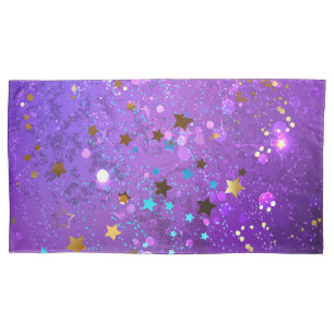 Housse D'oreillers Arrière - plan de feuille violet avec étoiles