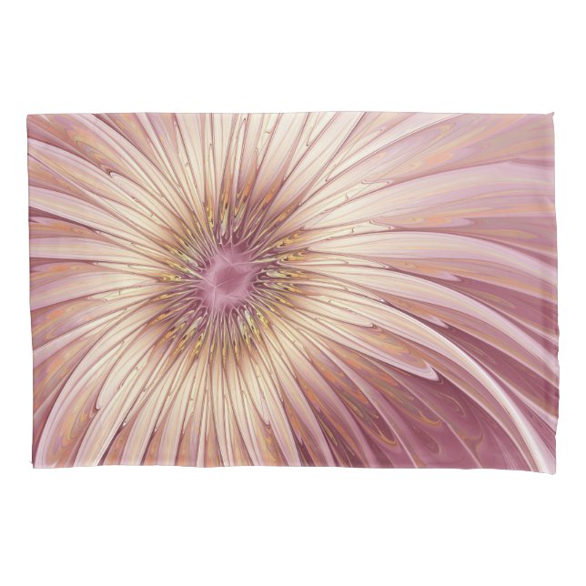 Housse D'oreillers Art Abstrait Fractal Fleur & Tons de Bourgogne (devant)