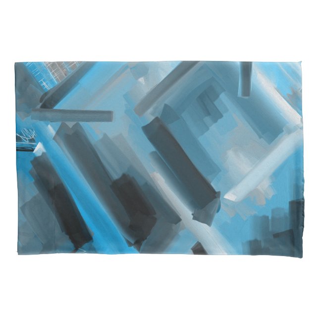 Housse D'oreillers Art Abstrait tons bleus contemporains (devant)