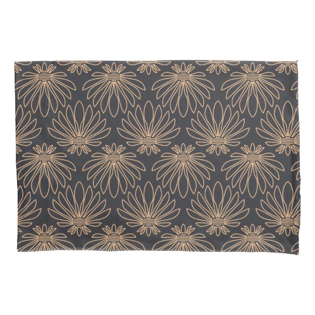 Housse D'oreillers Art Deco pattern with gold floral motifs  (devant-gauche)