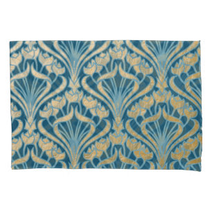 Housse D'oreillers Art nouveau, or, turquoise, motif, damas, Victorie