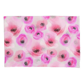 Housse D'oreillers Art numérique d'aquarelle rose Fleurs