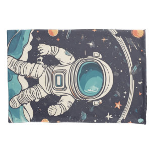 Housse D'oreillers Astronaute et Planètes Espace