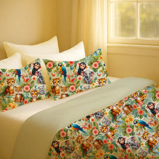 Housse D'oreillers Baby Jungle Animals Tropical Nursery Pillowcase
