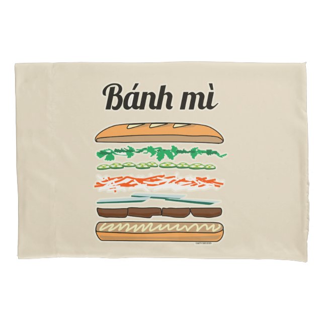 Housse D'oreillers Baguette vietnamienne de pain français de sandwich (devant)
