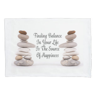 Housse D'oreillers Balance de vie zen pierres slogan toile papier T-S