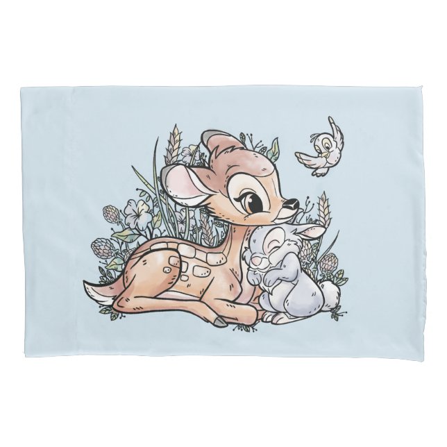 Housse D'oreillers Bambi & Thumper Assis Dans Les Fleurs (devant)