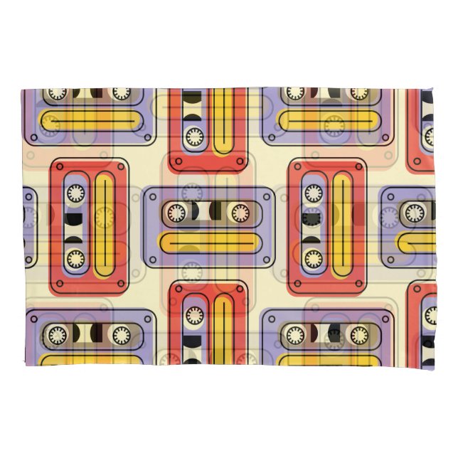 Housse D'oreillers Bandes cassettes rétro : motif sans soudure. (devant)