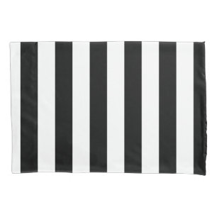 Housse D'oreillers Bandes Verticales Noires Et Blanches