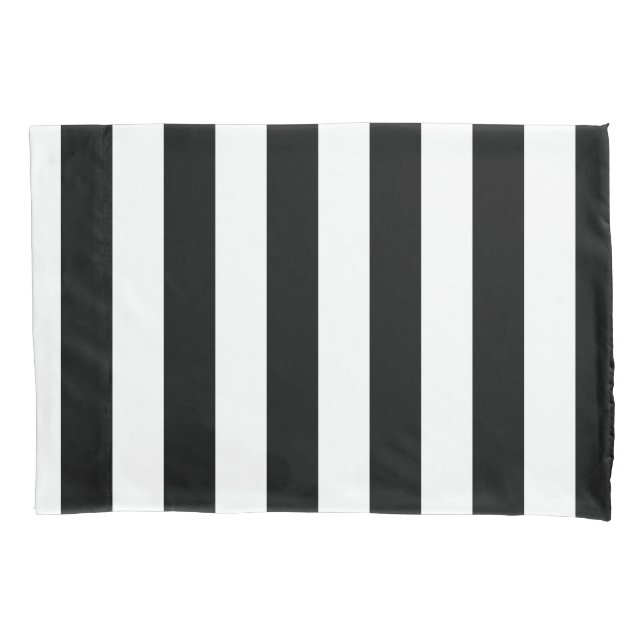 Housse D'oreillers Bandes Verticales Noires Et Blanches (devant)