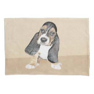 Housse D'oreillers Basset Hound Puppy Peinture - Art original de chie