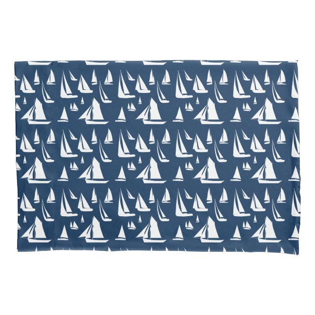 Housse D'oreillers Bateaux à voile Bleu marine (devant)