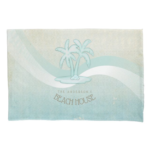 Housse D'oreillers Beach House Palm Trees Aqua ID623 (devant)