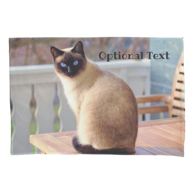 Housse D'oreillers Beau chat siamois avec yeux bleus (devant)