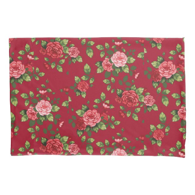 Housse D'oreillers Beau Coque Coussin Motif Rose Rouge (devant-gauche)