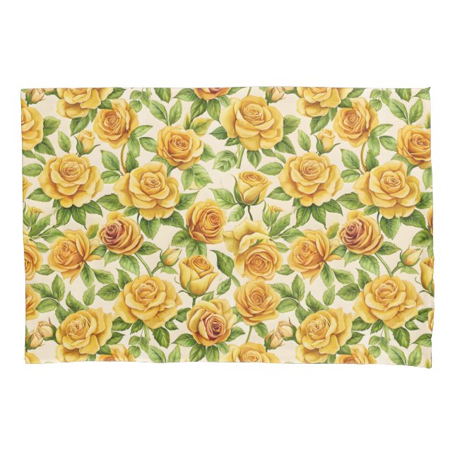 Housse D'oreillers Beau Motif sans couture des Roses Jaunes (devant)