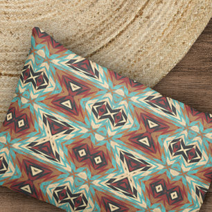 Housse D'oreillers Beige Rouge Brown Aqua Bleu Vert Black Tribal Art