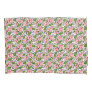 Housse D'oreillers Belles fleurs roses et blanches