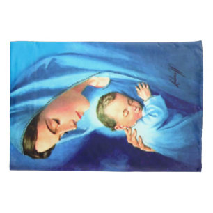 Housse D'oreillers Bienheureuse Vierge Marie avec Bébé Jésus